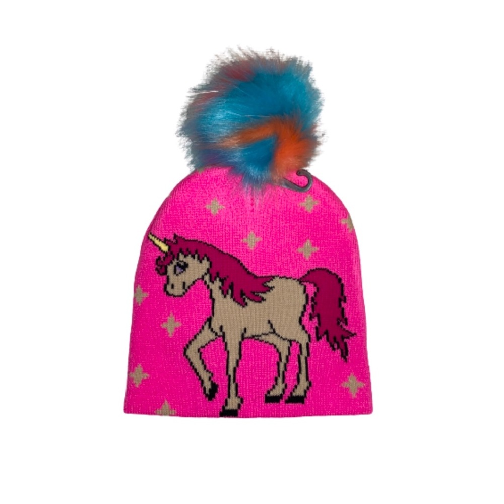 NWT Girls Unicorn Pom Pom Beanie
